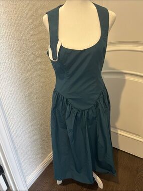 Women's Teal Scoop Neck Midi Dress
